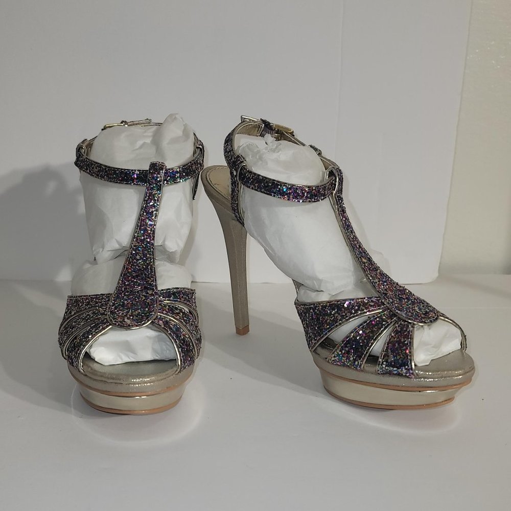 Falchi by Falchi Natalie Dress Heel Sandal Multicolored Light Gold 8 M